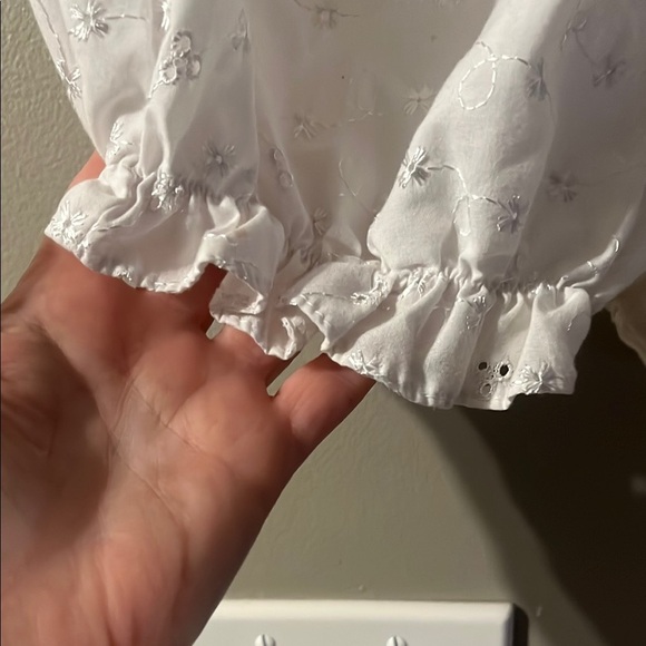 White Eyelet Baby Romper with Purple Accents - Picture 3 of 7